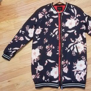 Jessica Simpson Long Floral Bomber Jacket